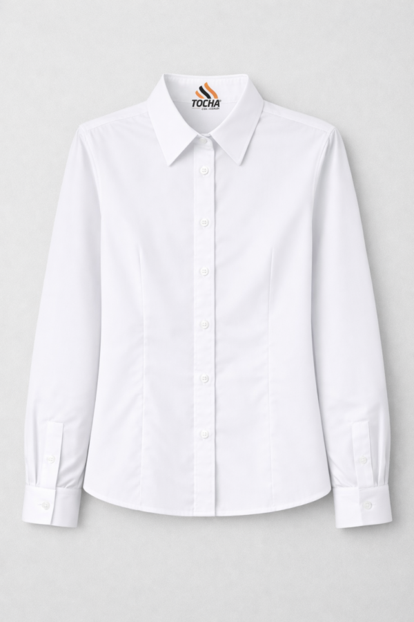 CAMISETE SOCIAL FEM MANGA LONGA - BRANCO