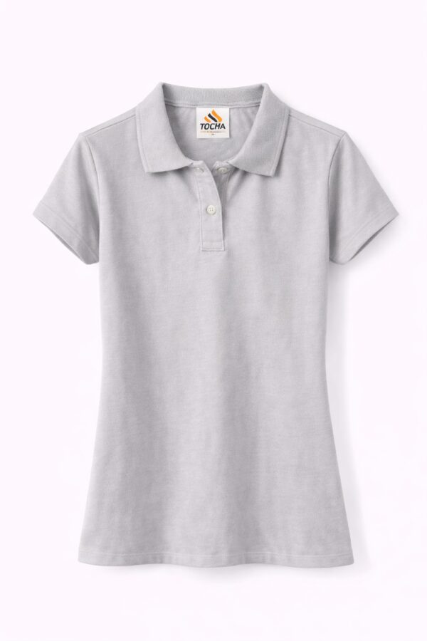 POLO BABY LOOK P.A MANGA CURTA - CINZA
